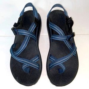 Chaco Vibram Sandals Mens black with Midnight blue  adjustable straps Size 15
